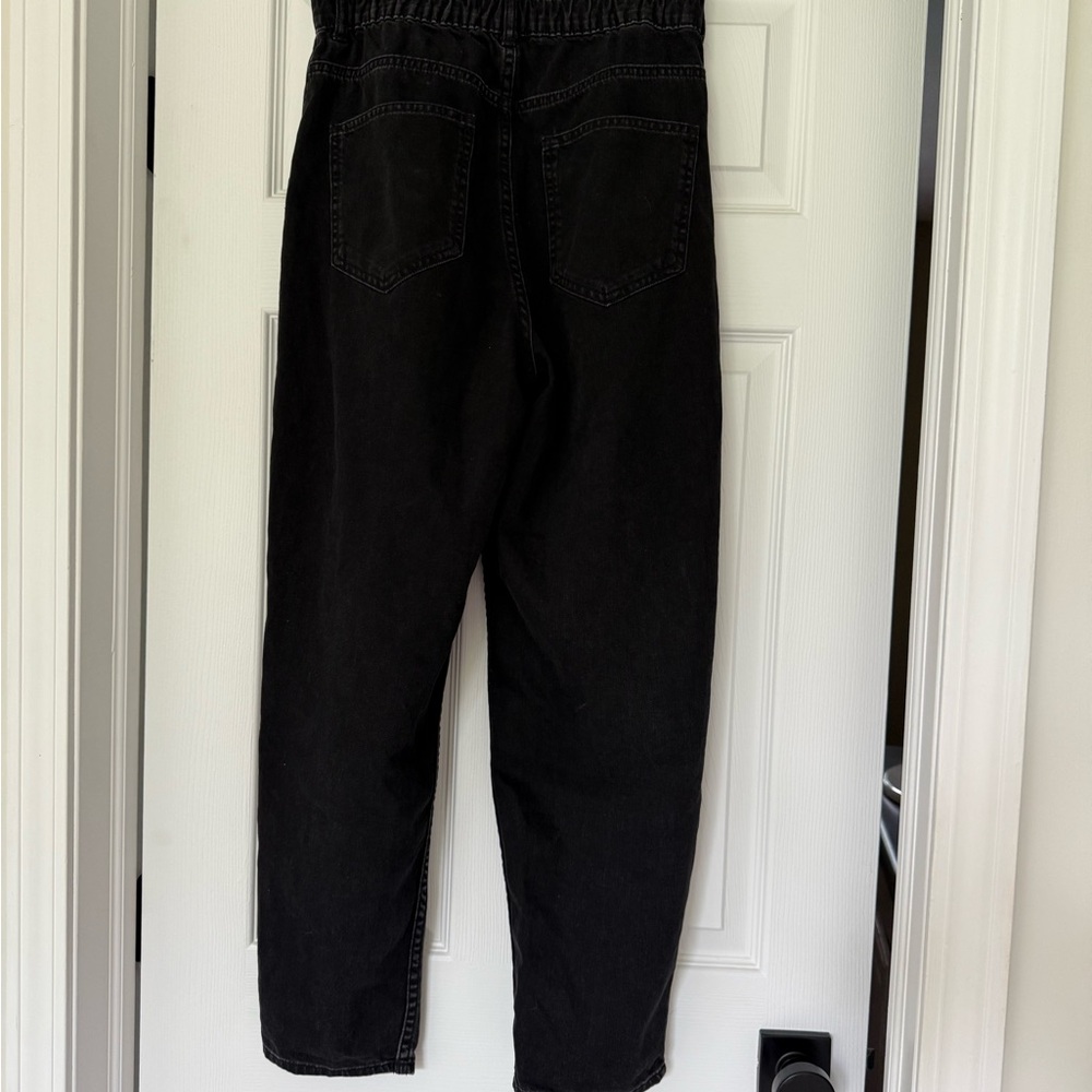 Zara Women's High Rise Paperbag Denim Jeans - Faded Black - Picture 2 of 9